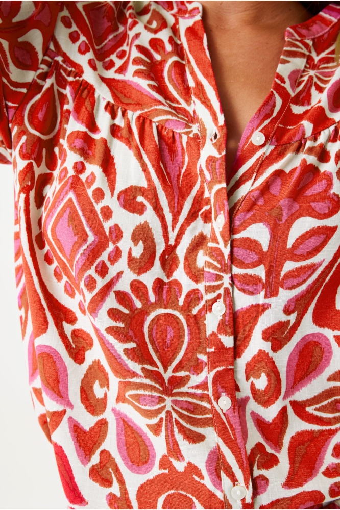 BLOUSE MET PRINT E50230 3979 RUBY RED